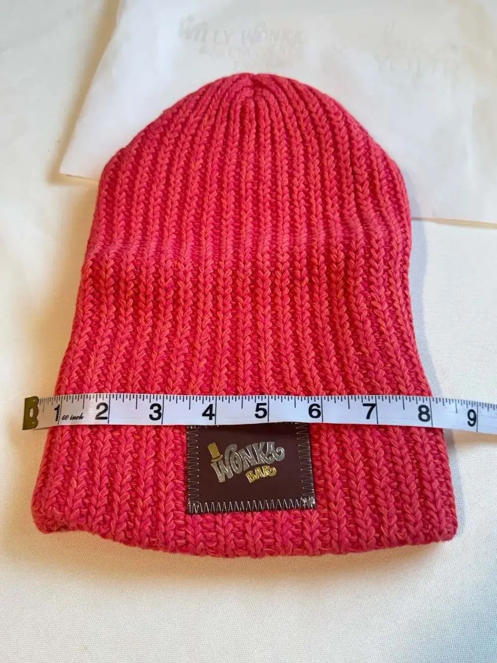 Slouchy Red Knit Beanie Hat Streetwear Y2K Cozy Winter Unisex NWT Wonka Bars